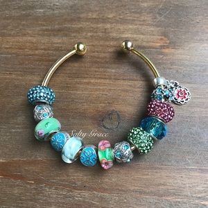 SOLD charm bead custom murano style charm bangle
